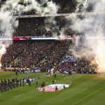 England appear, the stadium erupts